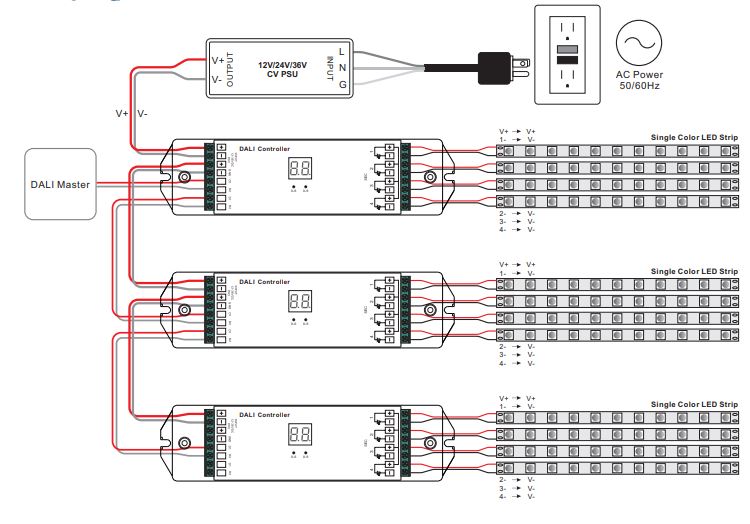 diagrama cableado DALI